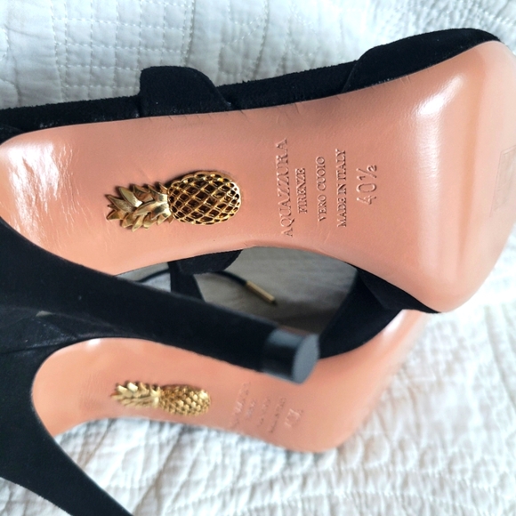 SOLD❗Aquazzura Matilde Pump Black Suede Crisscross Strap Size 40.5 - Picture 9 of 10